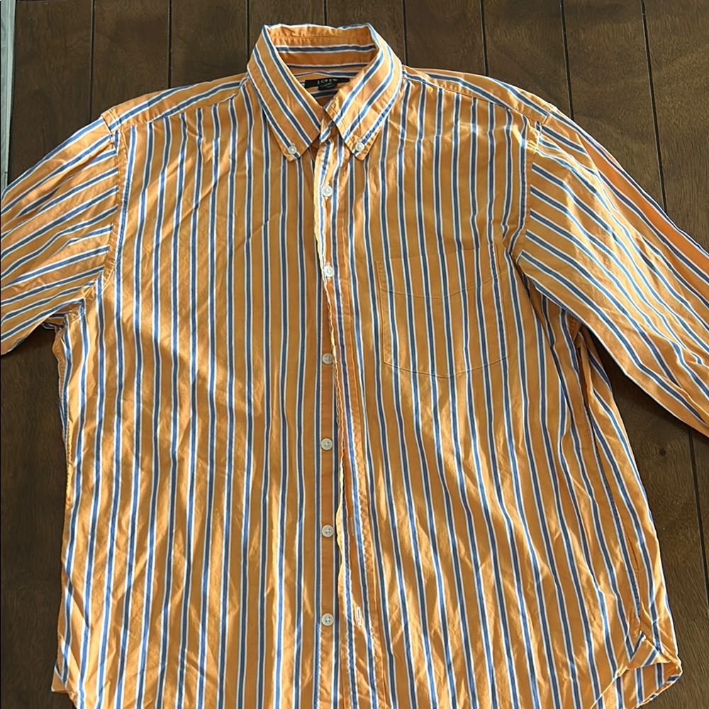 Men’s J. Crew Orange and blue Casual Button Down Shirt